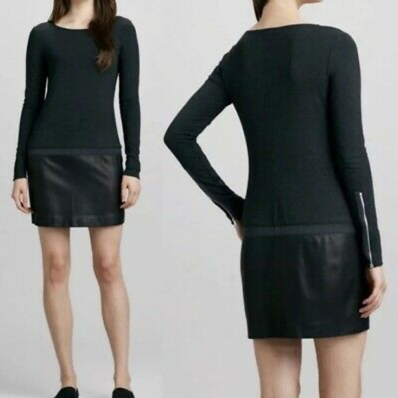 $425 Theory Keiran Black Lambskin and Wool dress - Picture 4 of 6
